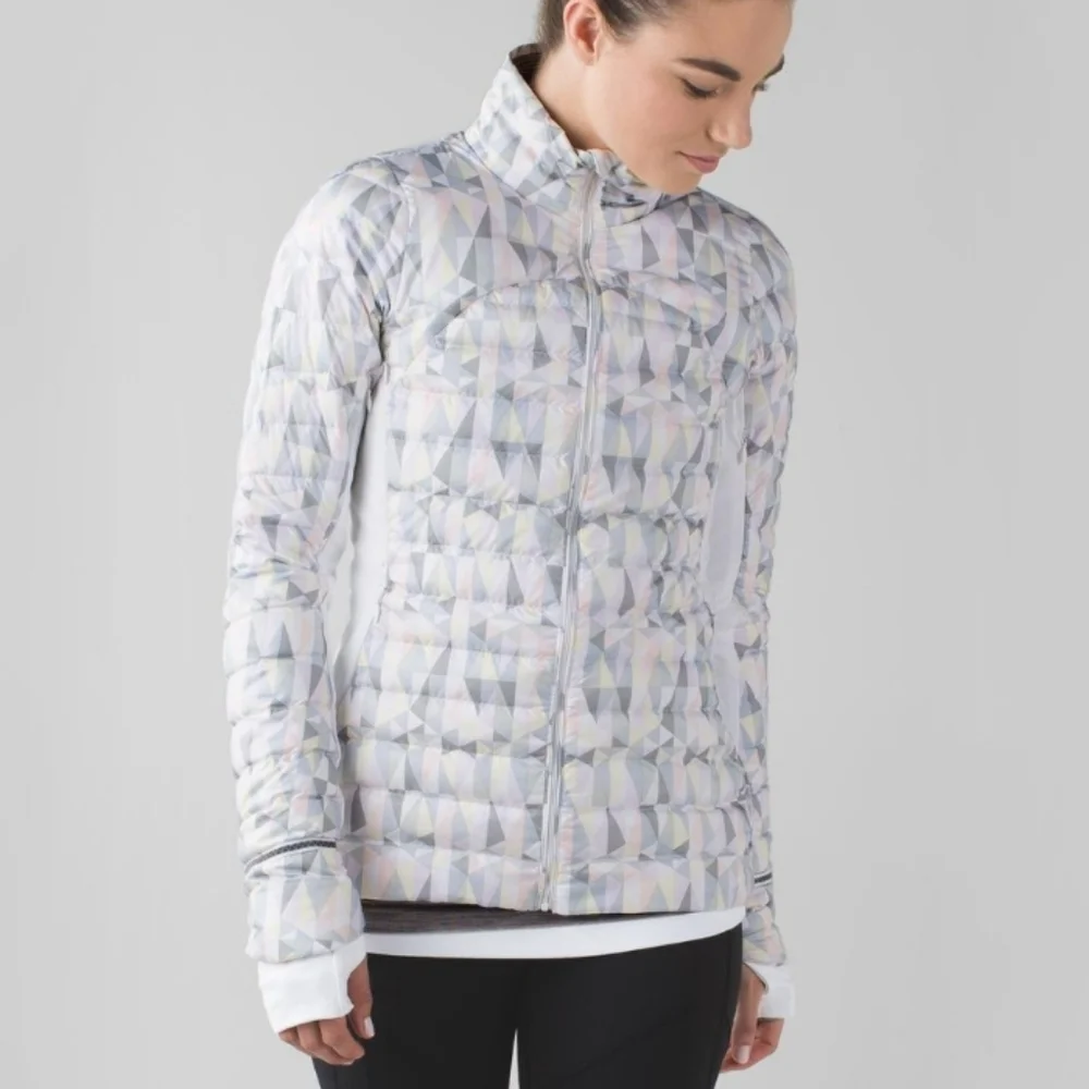 Lululemon Fluff Off Jacket Stained Glass Love White Neutral Blush/Tonk SIZE 4